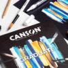imageCanson Graduate Black Mixed Media Pad Foldover 9x12 inches 12 Sheets  Artist Paper for Collage Watercolor Ink Pencil Marker