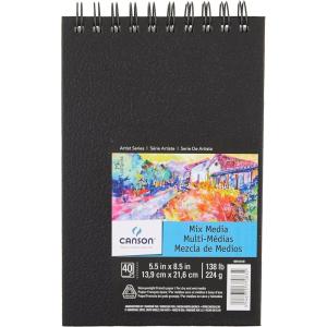 imageCanson Artist Series Mixed Media Book Side Wire Bound 7x10 inches 40 Sheets  Lay Flat Art Notebook for Painting Sketching Drawing55X85
