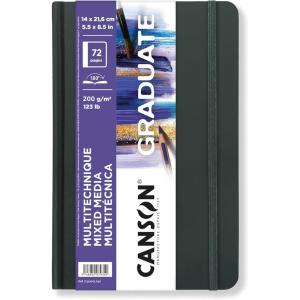 imageCanson Graduate Mixed Media Paper Hard Cover Art Journal 85x11 inches 36 Sheets  Artist Paper for Collage Watercolor Ink Pencil MarkerWhite Paper