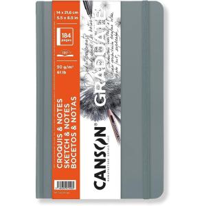 imageCanson Graduate Sketch ampamp Notes Hard Cover Art Journal 55x85 inches 92 Sheets  Notebook for Pencil Charcoal Pen Journaling IllustrationGrey