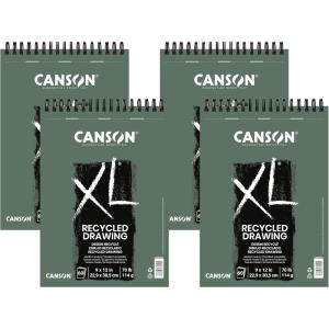 imageCanson XL Series Recycled Drawing Paper Pad Top Wire Bound 70 Pound 9 x 12 Inch 60 Sheets9x12 Pack of 4
