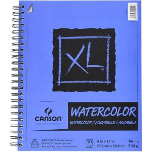 imageCanson XL Series Watercolor Pad Heavyweight White Paper Side Wire Binding 30 Sheets 9x12 inch12x18