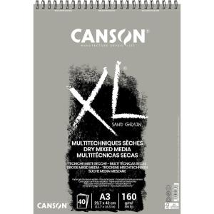imageCANSON XL Sand Grain Dry Mixed Media 160gsm A3 Paper Sand Finish Spiral Pad Short Side 40 Grey Sheets Ideal for Professional Artists ampamp IllustratorsWhite