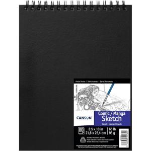 imageCanson Artist Series Comic and Manga Sketchbook Wirebound Pad 85x10 inches 80 Sheets 65lb96g  Artist Paper for Adults and Students  Graphite Charcoal Pencil Colored Pencil