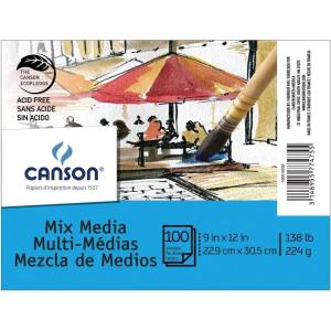 imageCanson Artist Series Mixed Media Paper Bulk Pack 9x12 inches 100 Sheets 138lb224g  Artist Paper for Adults and Students  Watercolor Gouache Graphite Ink Pencil Marker