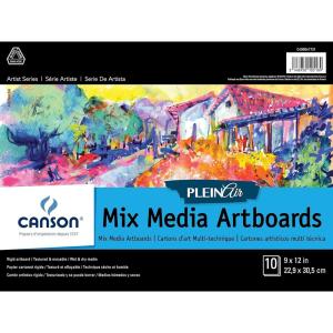 imageCanson Artist Series Plein Air Mixed Media Paper Fold Over Art Board 12x16 inches 10 Sheets  Artist Paper for Adults and Students  Watercolor Gouache Graphite Ink Pencil Marker9 x 12