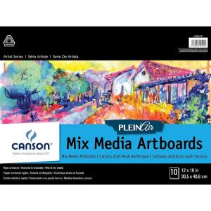 imageCanson Artist Series Plein Air Mixed Media Paper Fold Over Art Board 12x16 inches 10 Sheets  Artist Paper for Adults and Students  Watercolor Gouache Graphite Ink Pencil Marker12 x 16