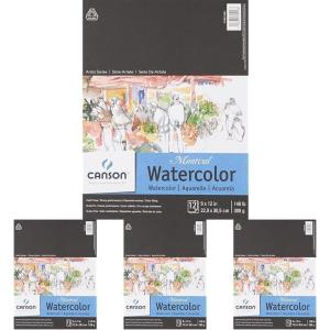 imageCanson Artist Series Watercolor Paper Wirebound Pad 9x12 inches 20 Sheets 140lb300g  Artist Paper for Adults and Students  Watercolors Mixed Media Markers and Art Journaling9X12 Pack of 4