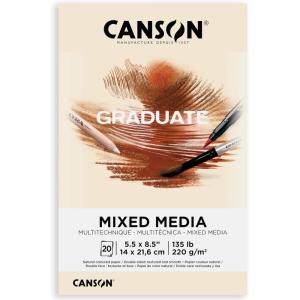 imageCanson Graduate Mixed Media Pad Foldover 9x12 inch 20 Sheets  Artist Paper for Adults and Students  Watercolors Mixed Media Markers and Art JournalingNaturalTan Paper