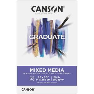 imageCanson Graduate Mixed Media Pad Foldover 9x12 inch 20 Sheets  Artist Paper for Adults and Students  Watercolors Mixed Media Markers and Art JournalingWhite Paper