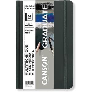 imageCanson Graduate Mixed Media Paper Hard Cover Art Journal 85x11 inches 36 Sheets  Artist Paper for Collage Watercolor Ink Pencil MarkerToned Grey Paper