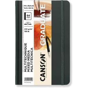 imageCanson Graduate Mixed Media Paper Hard Cover Art Journal 85x11 inches 36 Sheets  Artist Paper for Collage Watercolor Ink Pencil MarkerToned Tan Paper