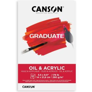 imageCanson Graduate Oil and Acrylic Paint Pad Foldover 11x14 inch 12 Sheets  Artist Paper for Adults and Students  Oil Acrylic Mixed Media and Painting55x85 inch