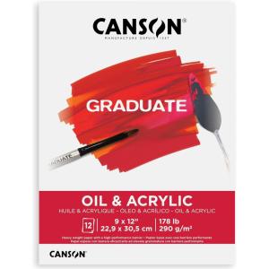 imageCanson Graduate Oil and Acrylic Paint Pad Foldover 11x14 inch 12 Sheets  Artist Paper for Adults and Students  Oil Acrylic Mixed Media and Painting9x12 inch