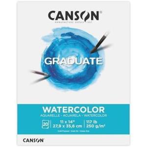 imageCanson Graduate Watercolor Pad Foldover 55x85 inch 20 Sheets  Artist Paper for Adults and Students  Painting Gouache Mixed Media and Ink11x14 inch Pack of 12