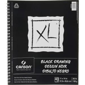 imageCanson XL Series Drawing Paper Black Wirebound Pad 11x14 inches 40 Sheets 92lb150g  Artist Paper for Adults and Students  Colored Pencil Ink Pastel Marker11x14